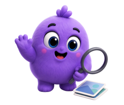 The Alike mascot, a purple character holding a magnifying glass over two photos.