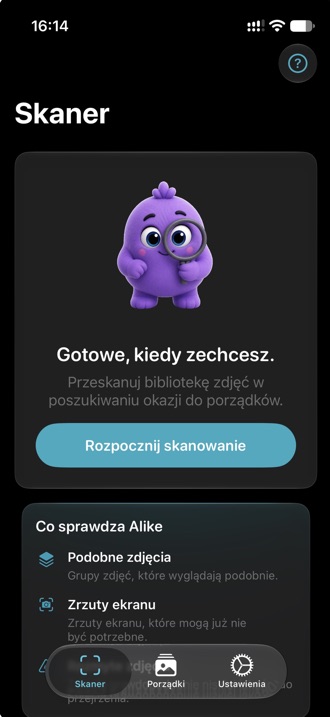 Karta skanera Alike gotowa do rozpoczęcia skanowania.